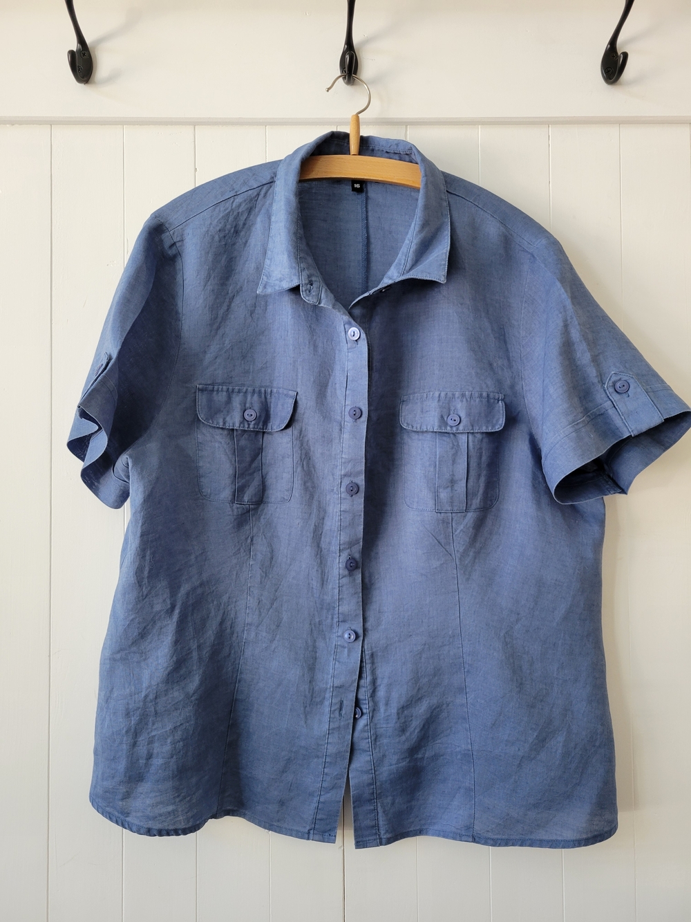 Lily Moss Ladies Casual Short-Sleeve Button-Up Shirt - Blue